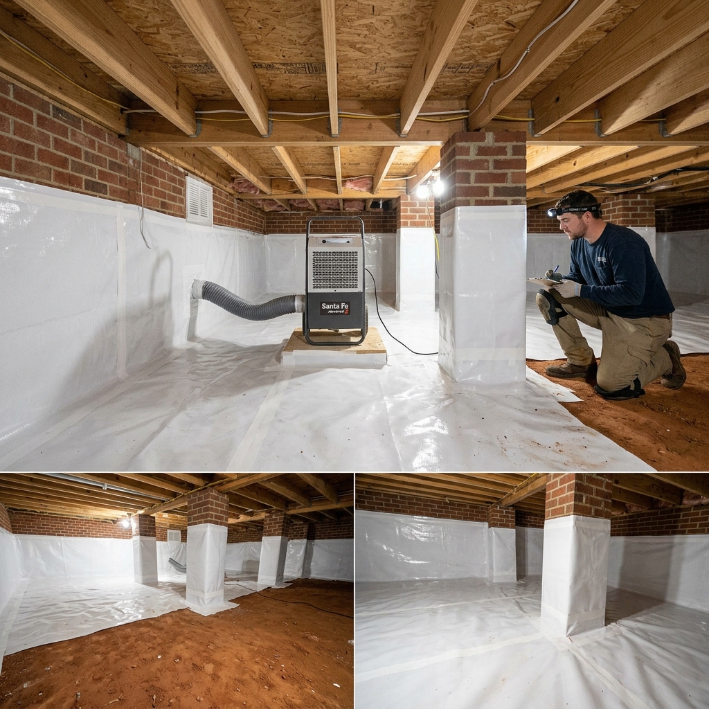 Crawl space encapsulation installation in Apex, NC