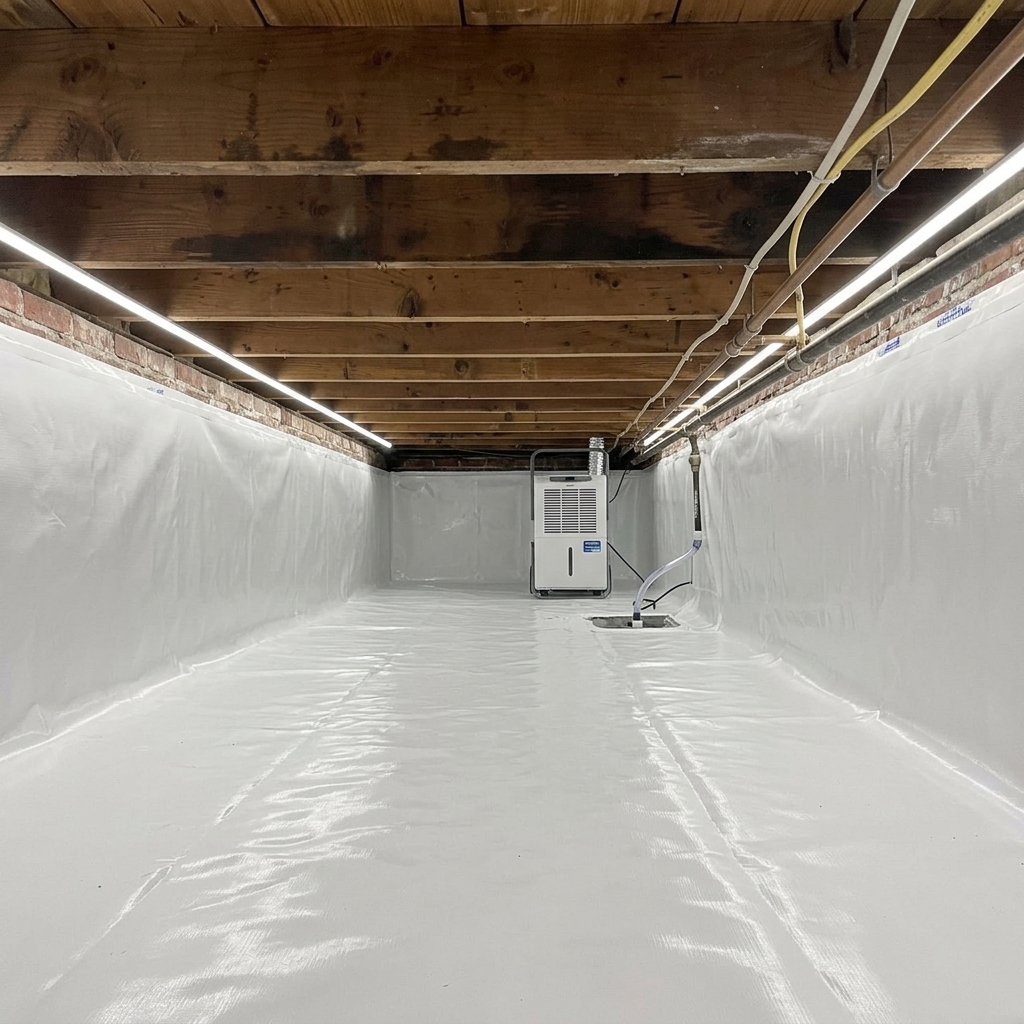 Crawl space encapsulation installation in Concord, NC