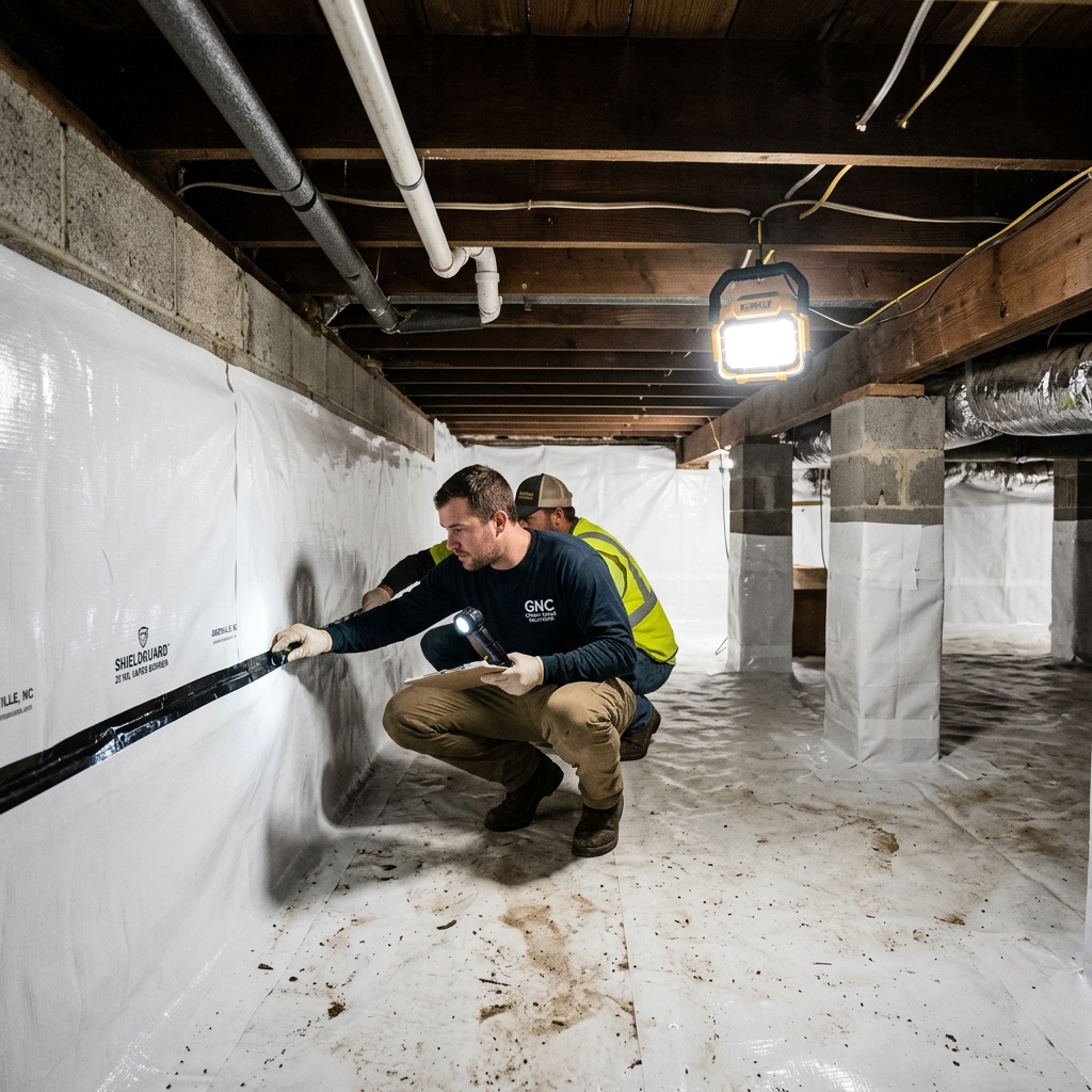Crawl space encapsulation installation in Greenville, NC